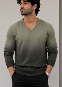 Peter England Men's V-Neck Ombre Knit Sweater