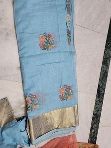 Banarasi Cotton Saree With Stiched Blouse