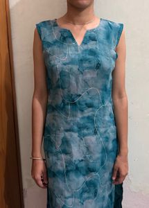 Sea Green Organza Kurti For Women