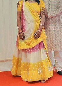 Vibrant Yellow Bandhani Lehenga Choli