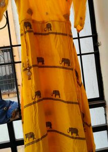 Yellow Kurta with Elephant Print