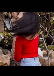 Red Ribbed Wrap Top