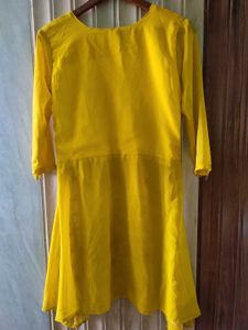 Yellow Embroidered garara frock Set with Dupatta |