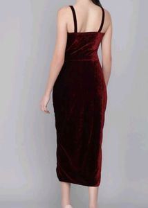 Velvet Bodycon Dress with High Slit