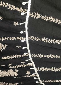 Boho Embroidered Black Midi Dress