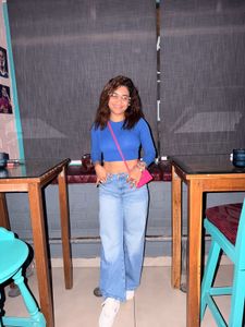 Blue Cropped Long Sleeve Top