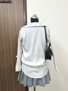 White Textured Button-Up Shirt
