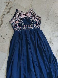 Navy Blue Embroidered Ethnic Gown