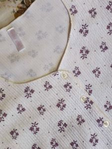 Cute Floral Print Ribbed Top