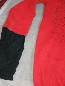 Red Turtleneck Knit Sweater