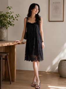 Elegant Black Lace Slip loss fit  Dress
