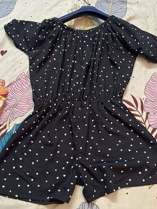 Cute Black Heart Print Romper