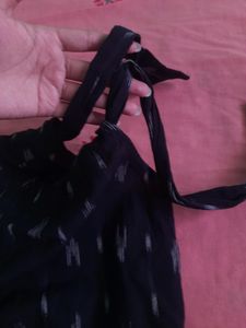 Black Crop Tie Up Top