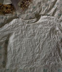 White Embroidered Cropped Top