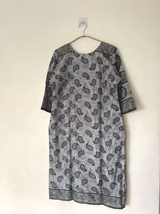 Grey Paisley Print Kurta