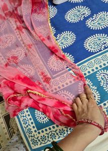 Vibrant Red Kurta Set with die Dupatta