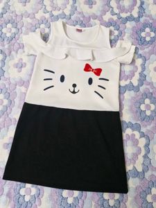 Cute Cat Cold Shoulder Dress