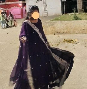 Elegant Purple Anarkali Gown