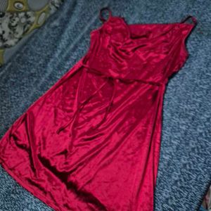 Red Velvet satin Cami Dress