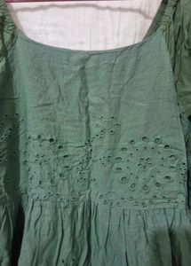 Green Embroidered Midi Dress