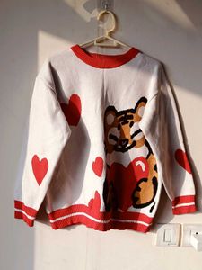 Cute Cartoon Tiger Heart Sweater