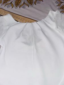 Backless White Sheer Sleeve Dress