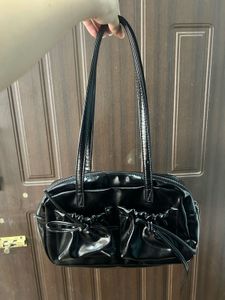 Chic Black Patent Shoulder Bag