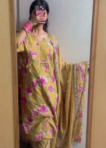 Yellow Floral Print Saree