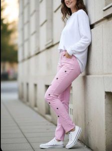 Pink Floral Embroidered Jeans