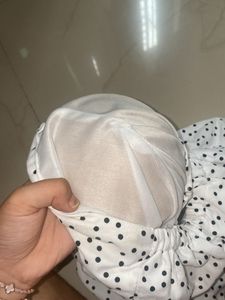 White Peplum Top With Polka Dots