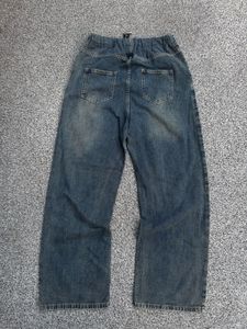 Washed Denim Wide Leg Pants