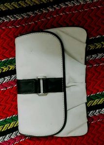 Imported Hand Made Leather White Clutch