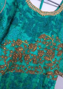 Embroidered Green long gown