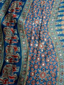 Blue  Modal Silk Saree with Mirror W