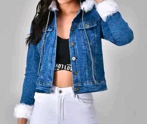 Denim Jacket with Faux Fur Trim
