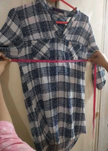 Chic Plaid Zipper Tunic Top