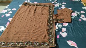 fix rate Embroidery sari with blouse
