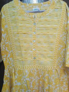 Yellow Printed Anarkali Kurta