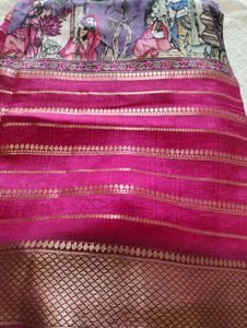 Vibrant Pink Saree with Traditional Art  Mysore vi