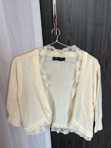 Beautiful White Half Shrug with Laces