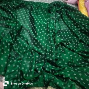 Elegant Emerald Green Saree with Silver.  special