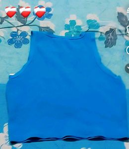 ZARA Blue Sleeveless Crop Top