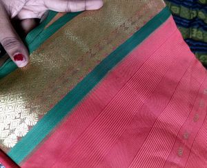Orange With Green Border Saree