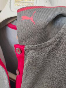 Puma Grey Long Sleeve Polo Shirt