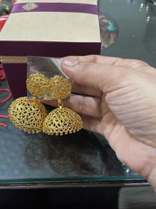 Ornate Gold Filigree Jhumka Earrings