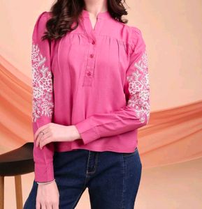Elegant Pink Embroidered  Top