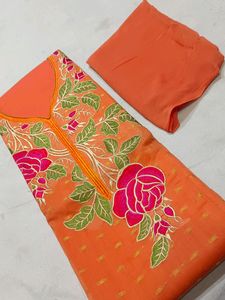 Banarasi Suit With Thread Work On Front