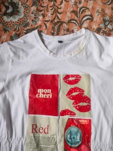 White "Mon Cheri Red" Graphic T-Shirt