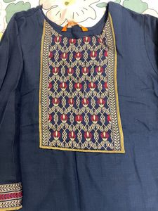 Navy Blue Straight Kurta -Indo era