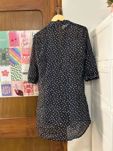 Chic Black Polka Dot Tunic Top